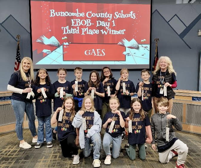 Battle of the Books team with third place ribbons