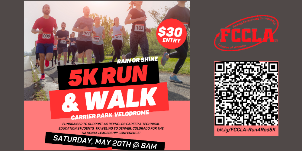 Image of people running with text overlay that reads 5K Run & Walk
