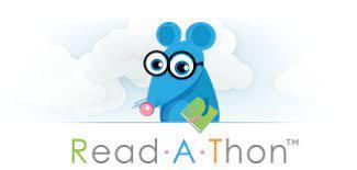 cartoon mouse with book above the words read-a-thon 