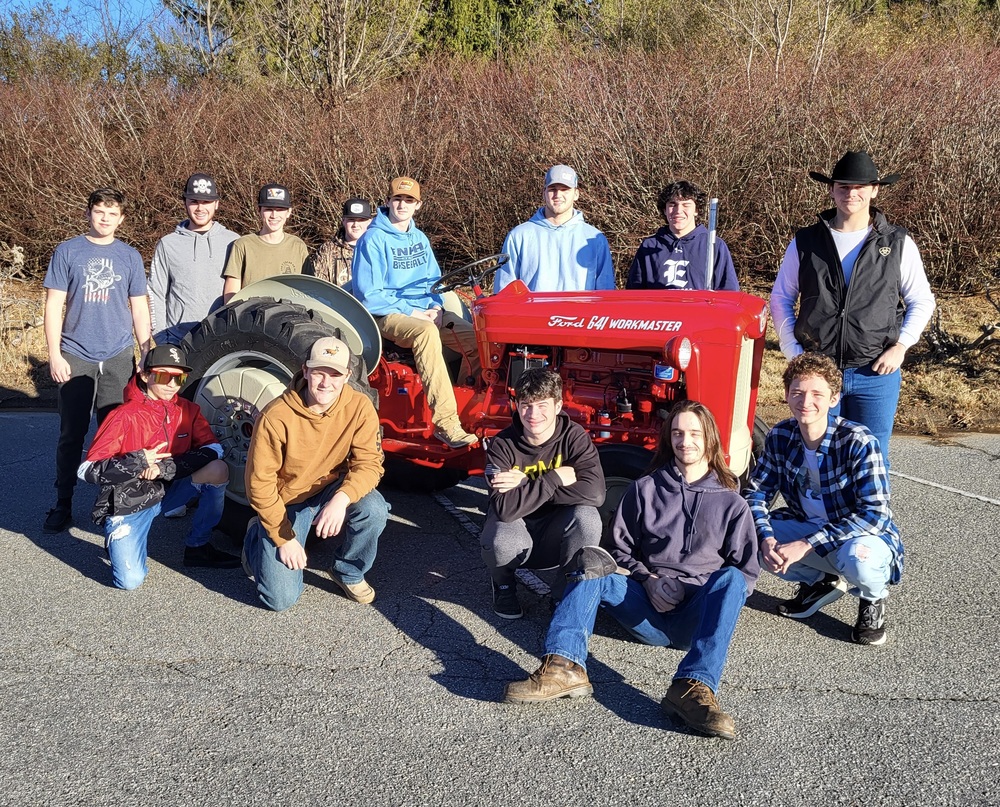 Students with tractor
