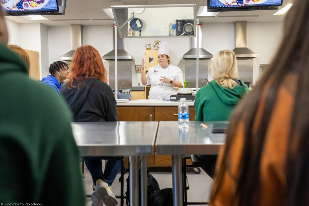 Ms. Lindsay Comer visited a few BCS high school campuses this month to share her insights as a pastry chef and an admissions counselor at Johnson and Wales University.