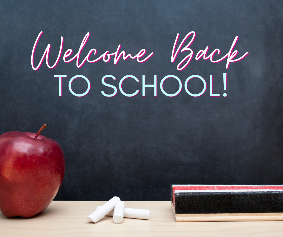 Chalk board with "Welcome Back to School"