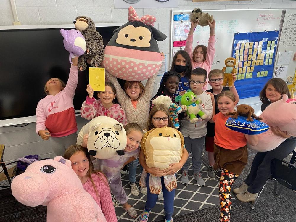 Students with stuffed animals