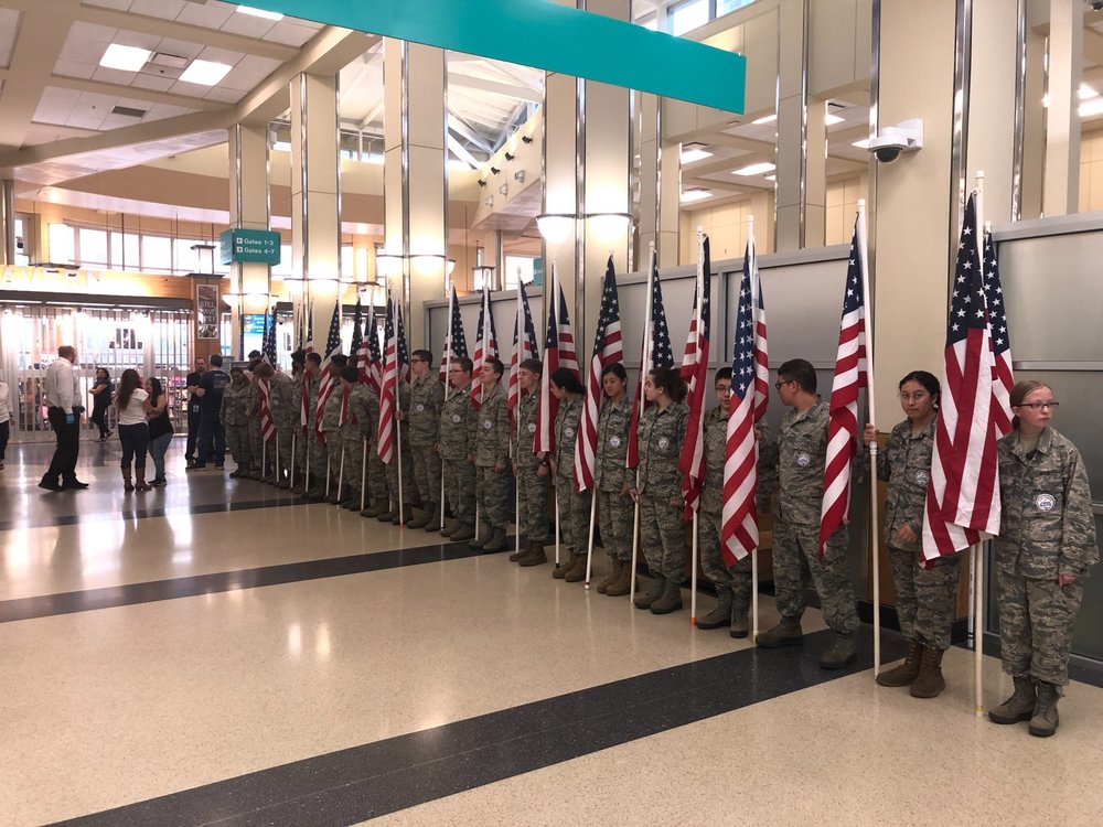 Air Force JROTC cadets welcome home Veterans