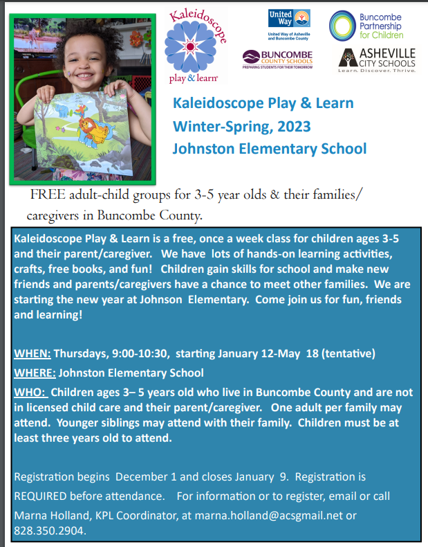 Kaleidoscope Play and Learn Flyer