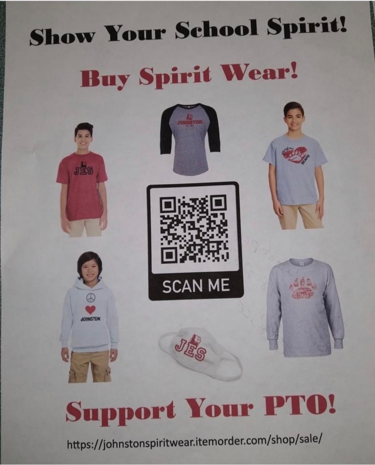 photo of students wearing spirit wear. website included