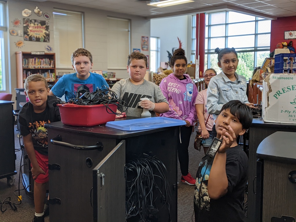 Moore's students in the Media Center