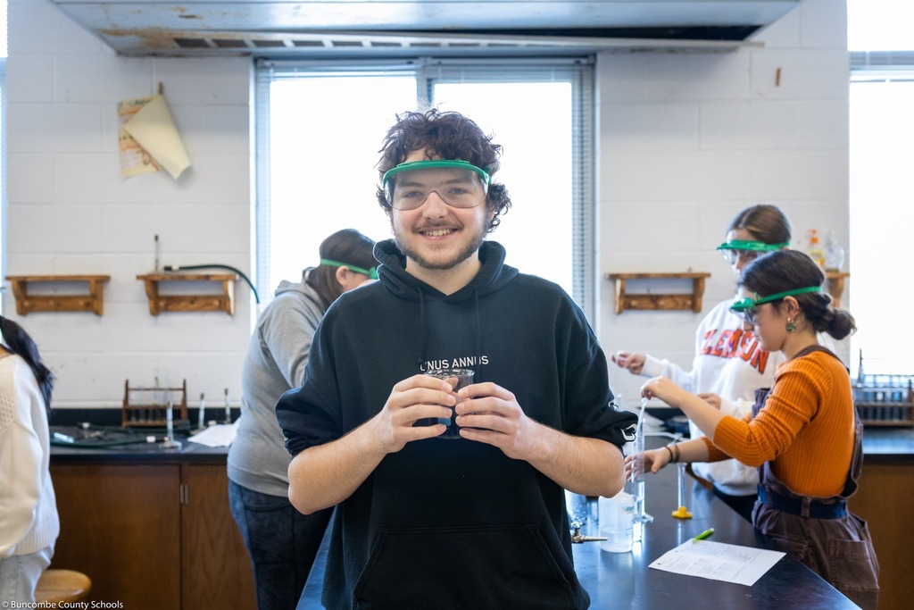 student smiling in lab