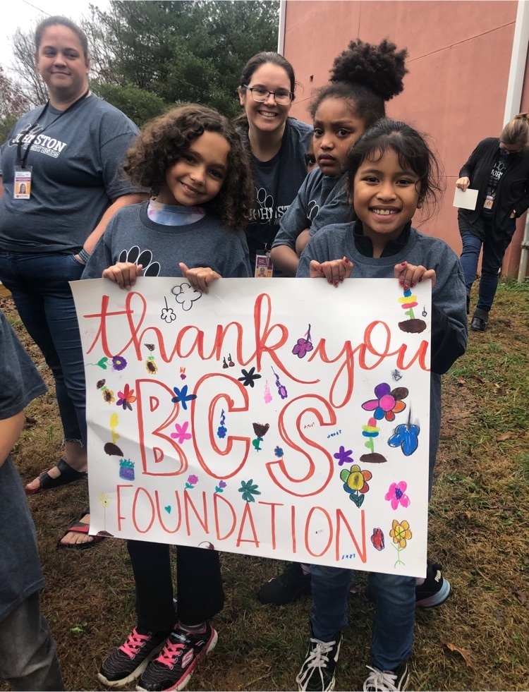 students holding sigh saying thankful for BCSF
