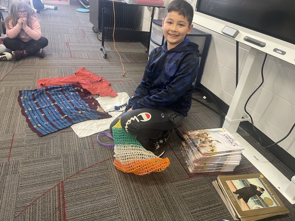 child showing items