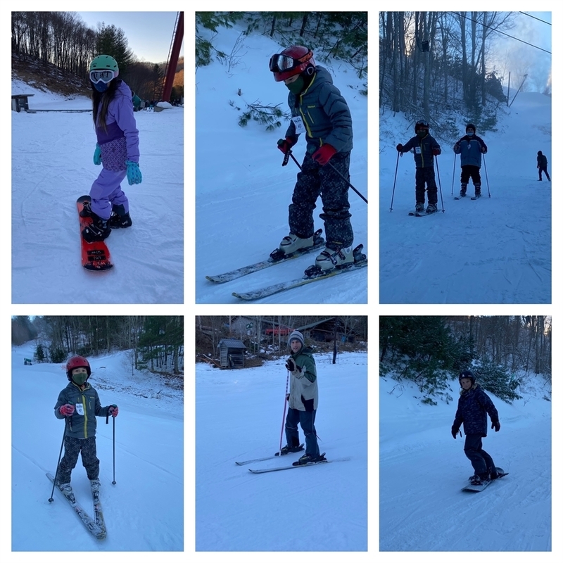 Collage of students in skiis