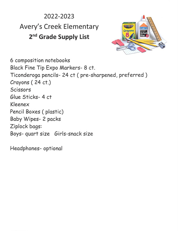 2nd Grade Supply List 22/23