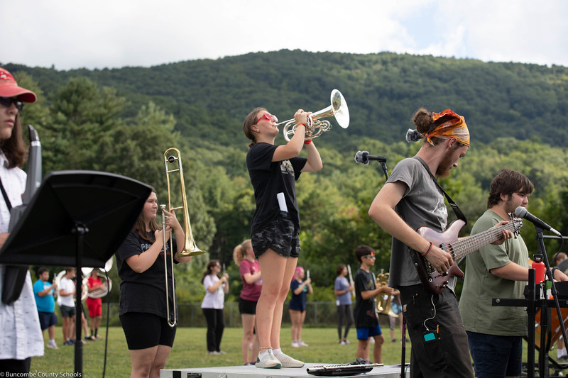 Students practicing the competition show. 