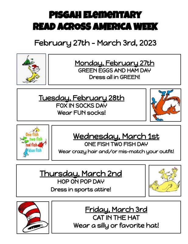 READ ACROSS AMERICA WEEK Pisgah Elementary