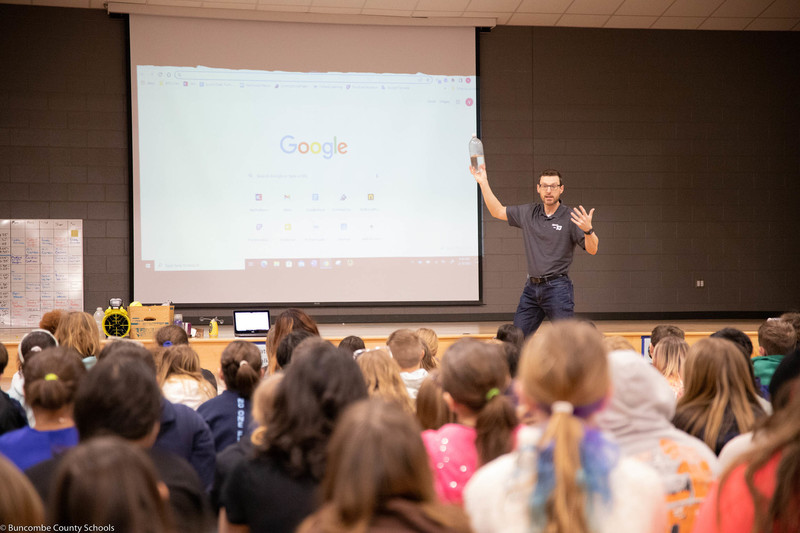 Jason Boyer doing a demonstration for students. 