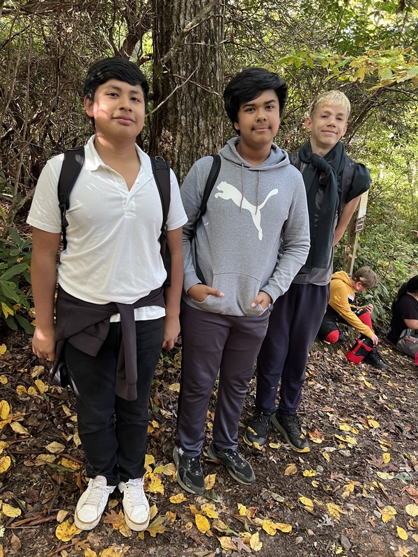 Students in the woods at Bent Creek. 